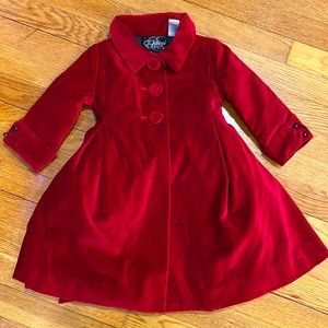 Elebini baby girl red velvet holiday coat size 18mo